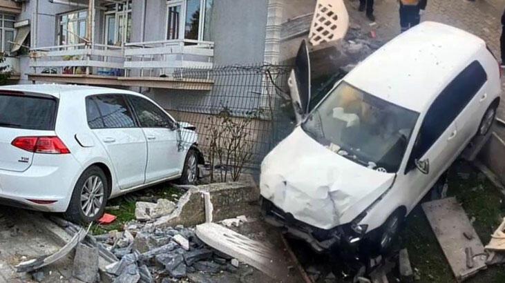 Otomobil binanın duvarına çarptı! Sağlık personeli ölümden döndü