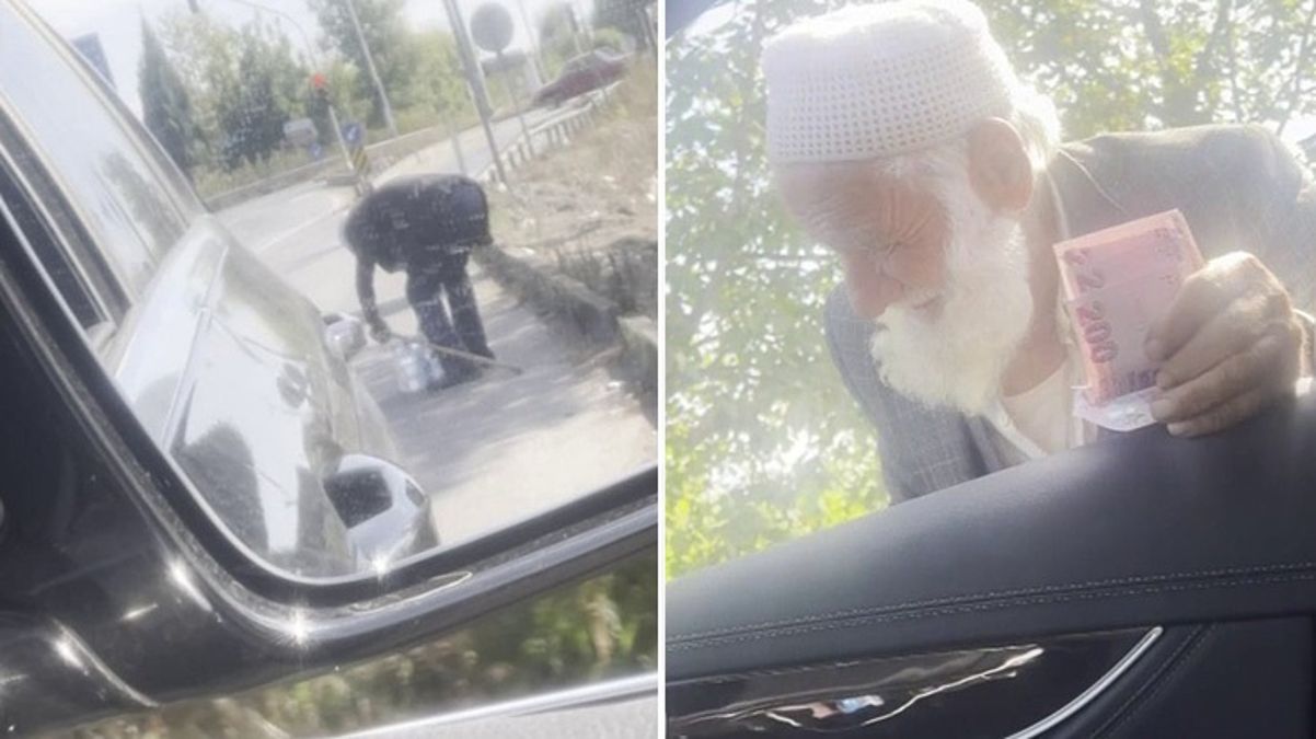 Otoyolda su satan yaşlı adam ile sürücü arasında duygulandıran sohbet