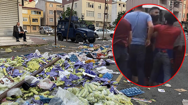 Pazar yeri savaş alanına döndü! Tekme tokat birbirlerine girdiler
