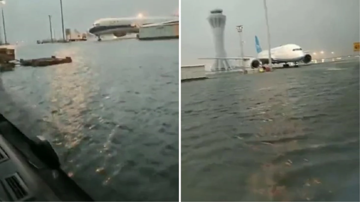 Pekin'de 4 yıl önce açılan havaalanını su bastı