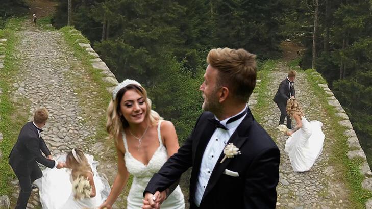 Rize'de fotoğraf çekiminde gelin ve damadı köpek kovaladı