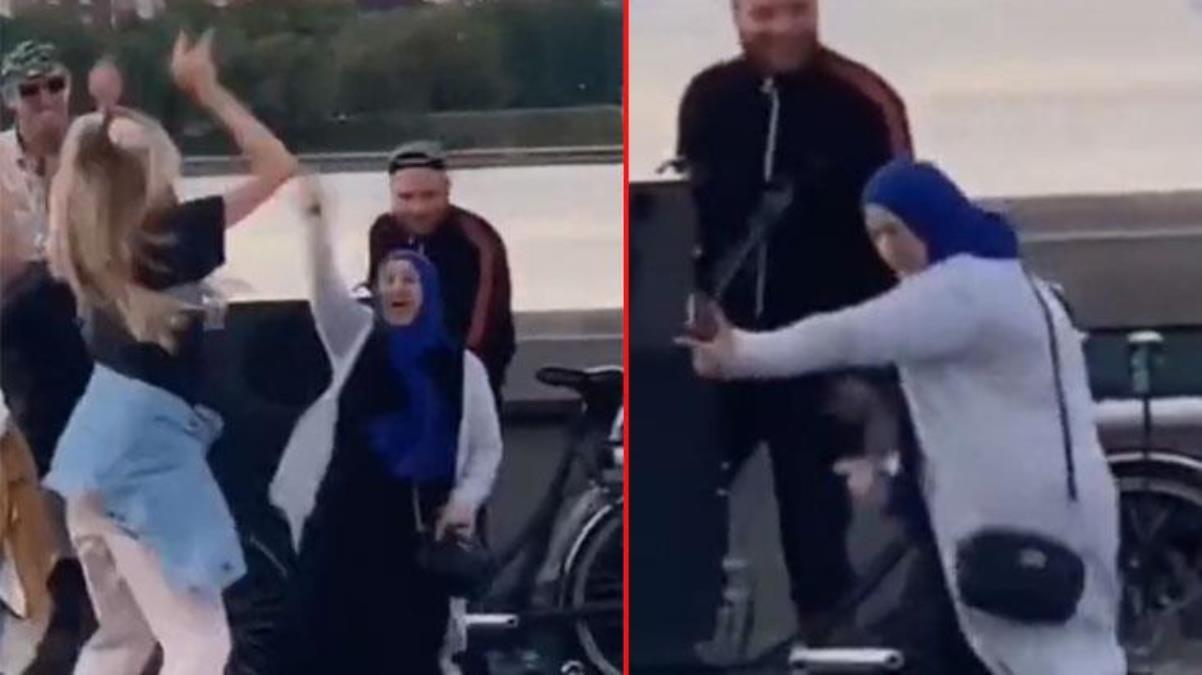 Sokakta eğlenen Danimarkalı gençlerin arasına dalan teyze, dansıyla ağızları açık bıraktı