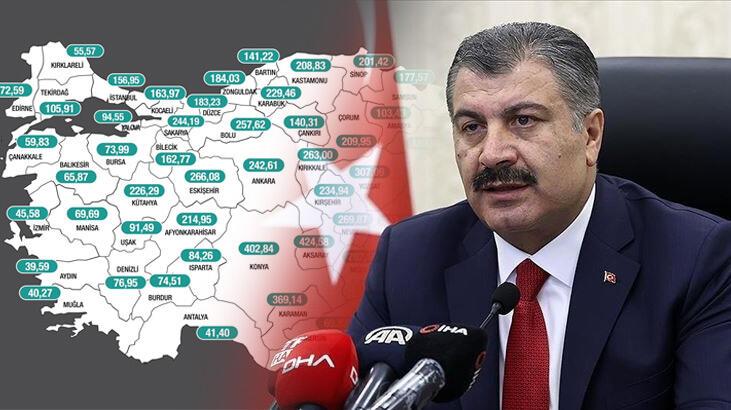 Bakan Koca haritayı paylaştı! İşte il il haftalık vaka sayıları