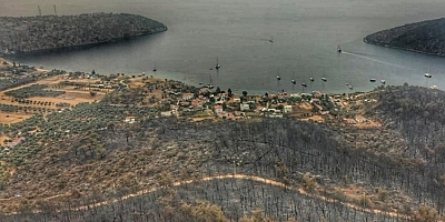 Bodrum ve Milas'ta yanan ormanlar havadan görüntülendi