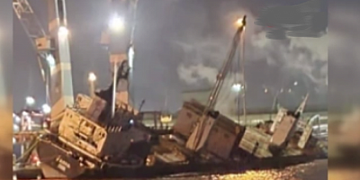 Bursa'da gemi yan yattı!