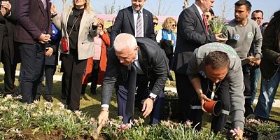 Bursa'da Kadınlar Günü'nde çiçekler toprakla buluştu