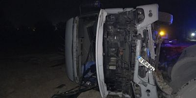 Bursa'da kontrolden çıkan tır tarlaya uçtu!