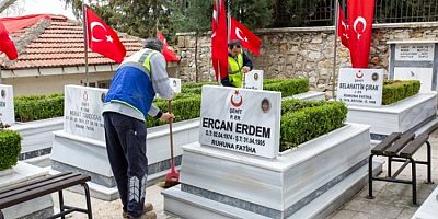 Büyükşehir’den şehitliklerde titiz çalışma