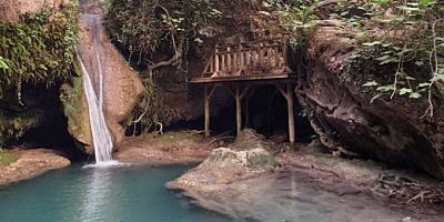 Doğa harikası şelalenin çevresi küle döndü