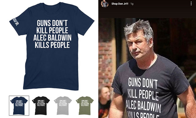 Donald Trump’ın oğlu, Baldwin’in olayıyla ilgili tişörtleri satmaya başladı