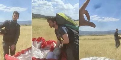 Kanadalı paraşütçü ekili tarlaya indi, çiftçinin sözleri gülmekten kırdı geçirdi