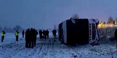 Kastamonu-Taşköprü karayolunda otobüs devrildi!