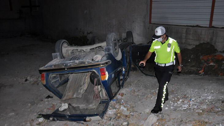 Takla atan otomobilin sürücüsü hem ehliyetsiz hem de alkollü çıktı