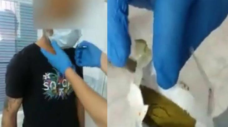 Taktığı maskede şişlik fark edildi! Gözaltına alındı