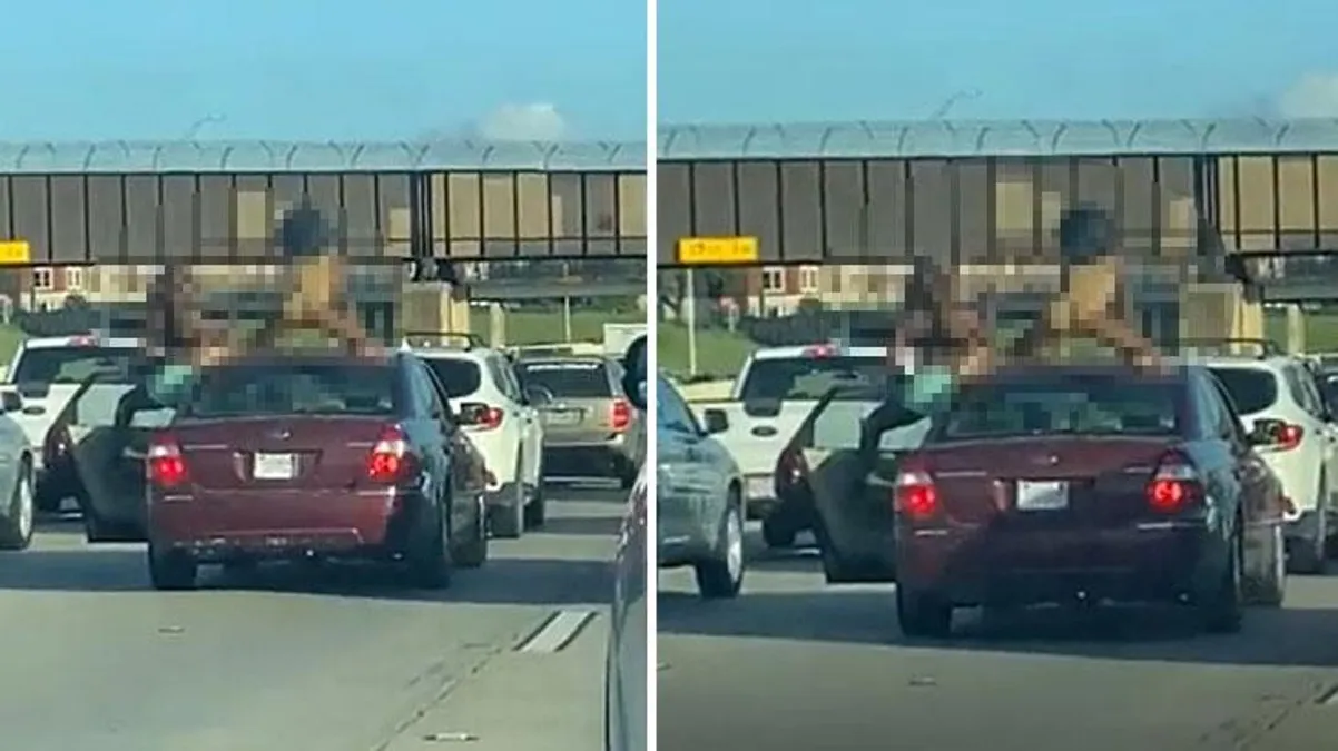 Trafikte bunalan kadın aracın üstünde twerk yaptı, sürücüler dondu kaldı