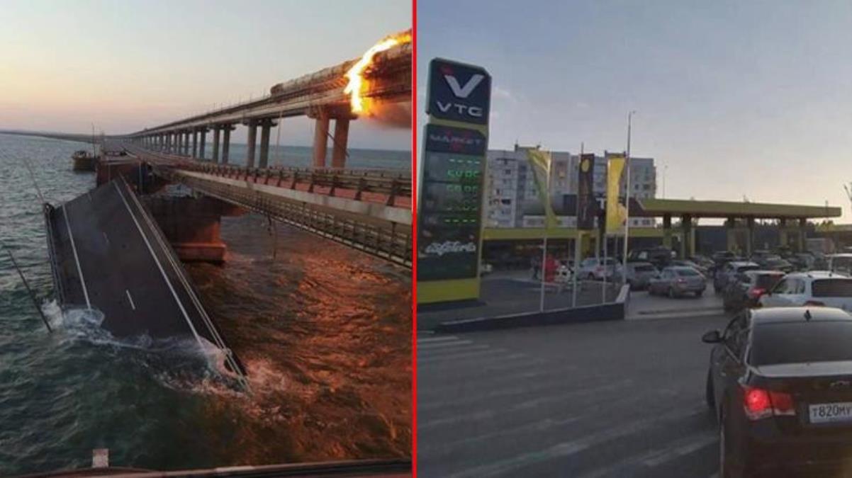 Ukrayna'nın köprüyü vurmasıyla Kırım'da kıtlık korkusu başladı! Halk, market ve benzinliklere akın ediyor