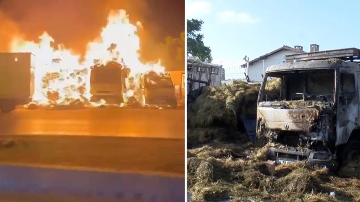 Veliefendi Hipodromu'nda art arda şüpheli yangınlar! Yarış atı taşıyan kamyonetler küle döndü