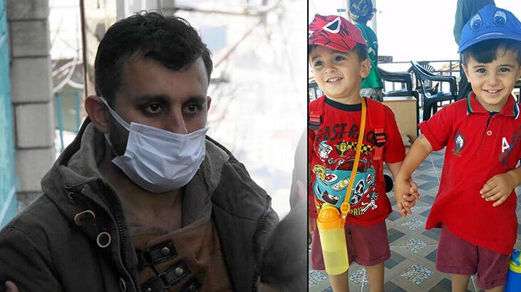 Yangında ölen ikizlere gözyaşlarıyla veda! Baba güçlükle ayakta durdu