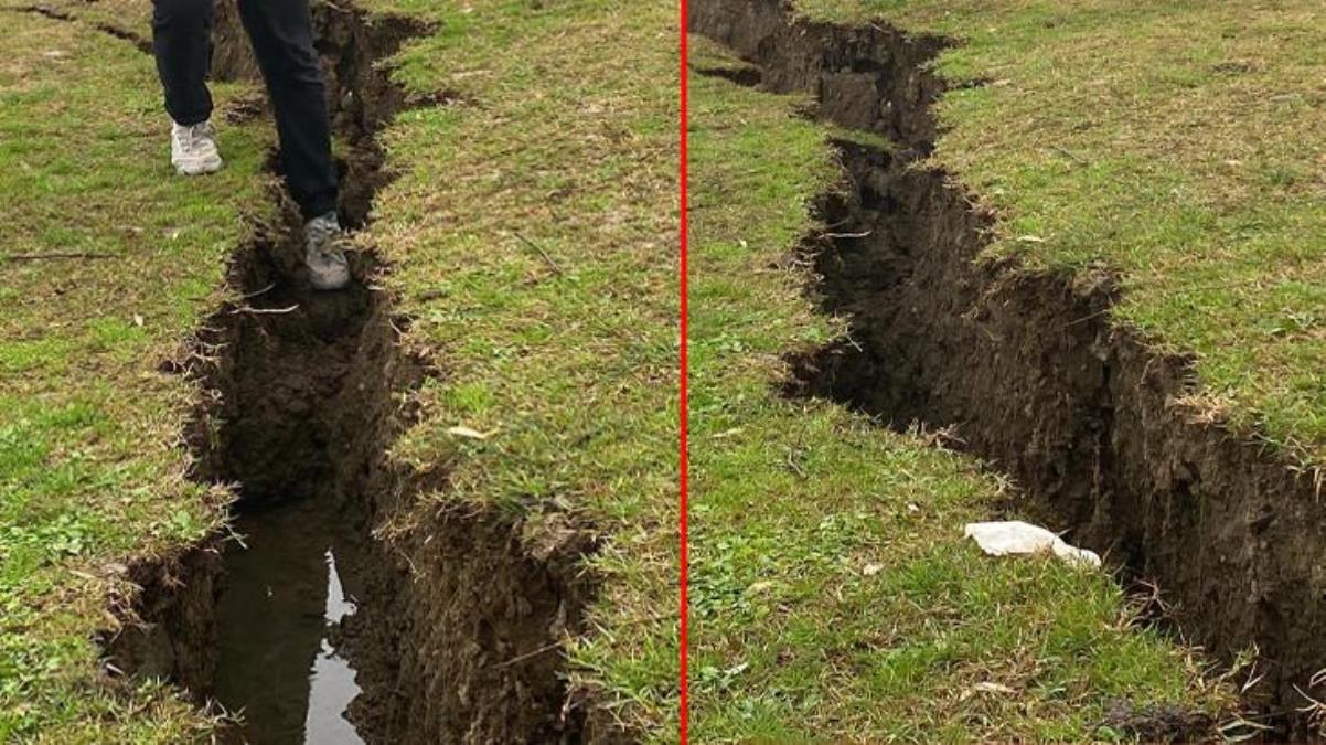 Yer resmen yarıldı! 5.9'luk depremin vurduğu Düzce'de toprak kırılmaları görüntülendi